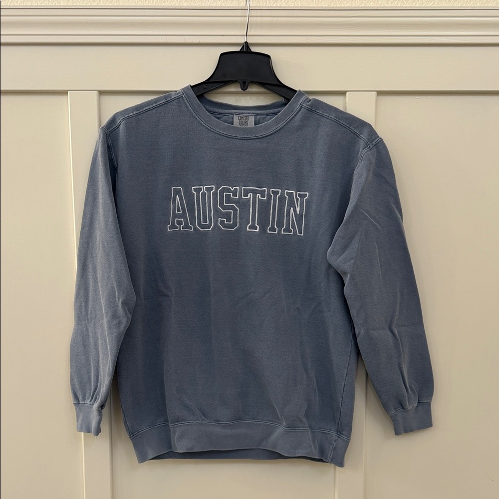 Austin Blue Crewneck Sweatshirt-Pink Lily Boutique by Comfort Colors